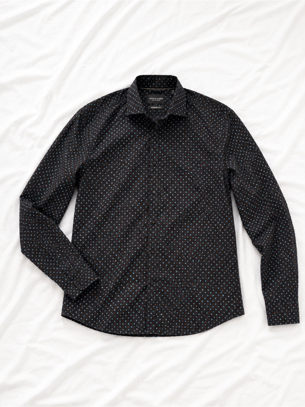Scotch & Soda Black Shirt with Blue Dot Print